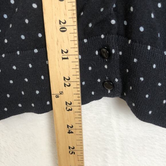 J. CREW‎ The Clare Cardigan Women's Sz S Navy Blue White Dot 100% Cotton Button - Picture 7 of 8